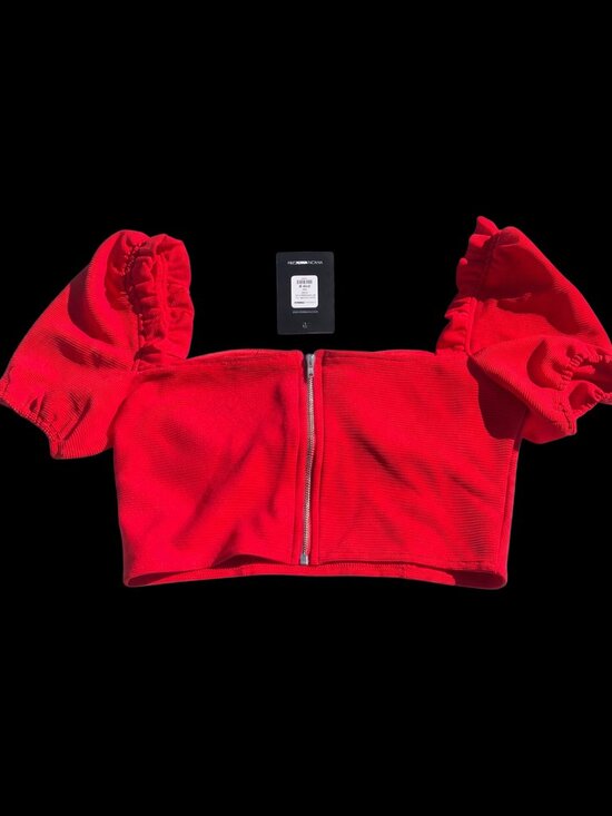 Fashion Nova Women's Red Puff Sleeve Bustier Crop Top, M - Picture 3 of 5